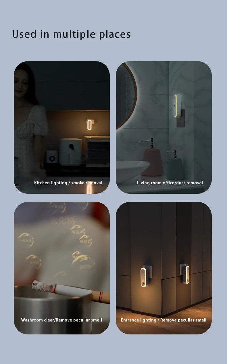 Bluejw Hot Air Purifying Night Light - LED Twilight Sensor, Socket Lamp, Touch Dimming, Cozy Sleep Aid for Bedroom - Image 1